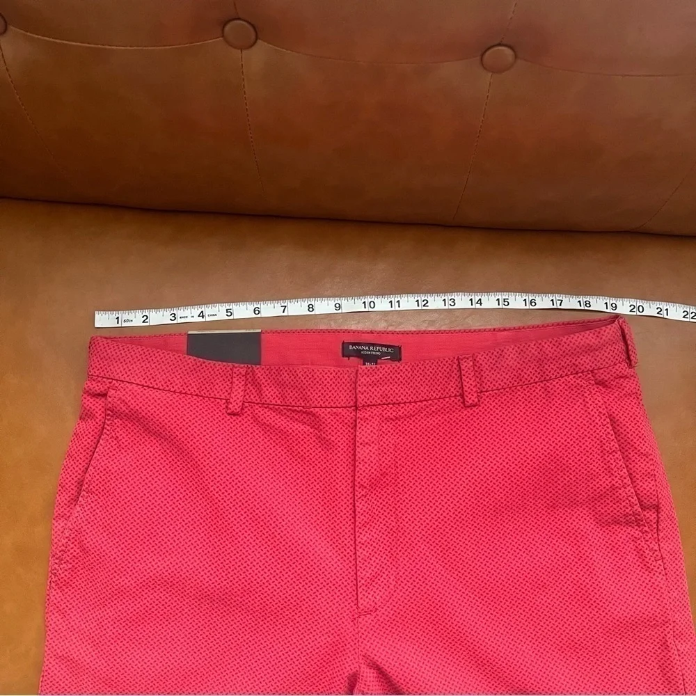Banana Republic Aiden Chino Slim Fit Pants Khakis Trousers Red Printed Sz 38/32